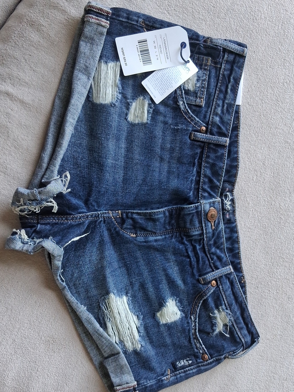 Silver Jeans Co Dark Wash Distressed Denim Cutoff Shorts Sz W30